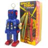 Charmgle Retro Wind-Up Toy Walking Robot, Sparkling Eyes Clockwork Handmade Tinplate Robots Adult Collection Home Decoration Blue view 1