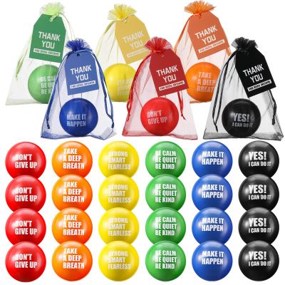 Lenwen 144 Pcs Stress Balls Gifts Including 2.5'' Motivational Stress Balls for Adults Relief Employees Appreciation Gift Thank You for Being Awesome Tags and Organza Bags (Round)