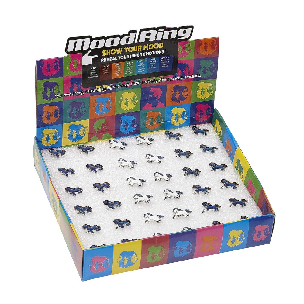 AWST International Colorful Horses Mood Ring Display- 36 pieces