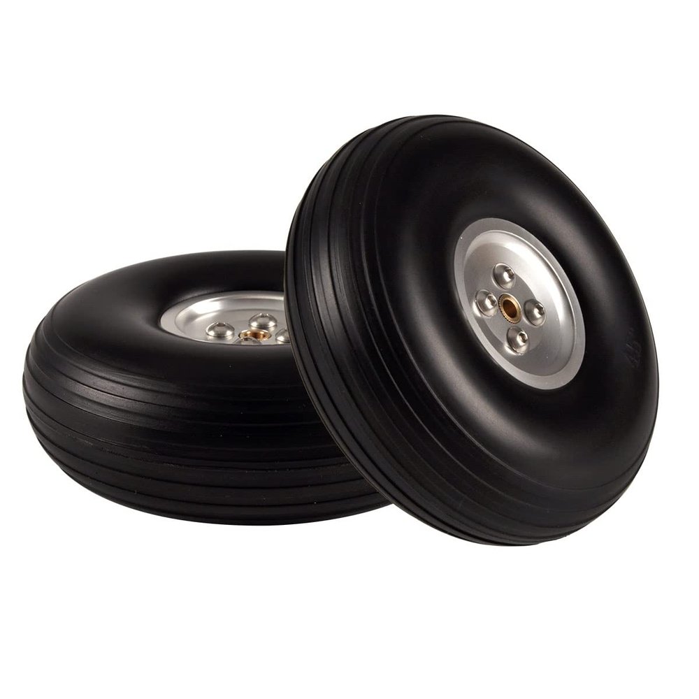 2PCS Rubber Wheel Tire Aluminum Hub for RC Airplane Model 2.75 ''/ 3'' /3.75''/4 ''/ 4.5''/ 5 inch (4.5 inch 114mm)