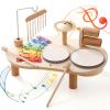 Promise Babe Wooden Drum Set for Toddlers 1-3, Musical Percussion Instruments for Kids Baby Drum Set Xylophone, Montessori Educational Musical Toys for Girls Boys Ages 3+ view 1