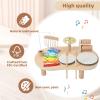 Promise Babe Wooden Drum Set for Toddlers 1-3, Musical Percussion Instruments for Kids Baby Drum Set Xylophone, Montessori Educational Musical Toys for Girls Boys Ages 3+ view 3