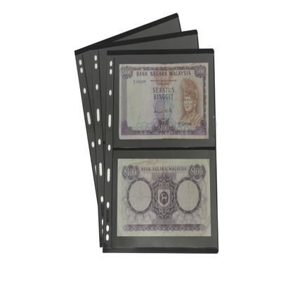 PCCB MINGT 10Pcs Standard 9-Hole Double-Sided Album Inner Sheets Card Stamp Banknote Collection Album Inserts Pages For Coin Collecting And Supplies (Black, 2 Pockets)