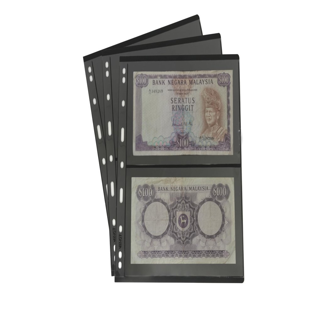 PCCB MINGT 10Pcs Standard 9-Hole Double-Sided Album Inner Sheets Card Stamp Banknote Collection Album Inserts Pages For Coin Collecting And Supplies (Black, 2 Pockets)