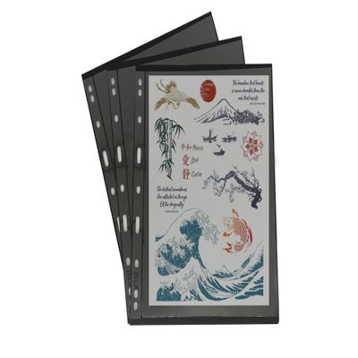 PCCB MINGT 10Pcs Standard 9-Hole Double-Sided Album Inner Sheets Card Stamp Banknote Collection Album Inserts Pages For Coin Collecting And Supplies (Black, Single Pocket)