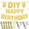 175Pcs DIY Glitter Customizable Banner Kit Custom Banner Happy Birthday Personalized Letter Banners Decor for Christmas Baby Shower Birthday Party Decorations Supplies(Glitter Gold view 2