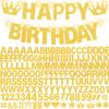 175Pcs DIY Glitter Customizable Banner Kit Custom Banner Happy Birthday Personalized Letter Banners Decor for Christmas Baby Shower Birthday Party Decorations Supplies(Glitter Gold view 4