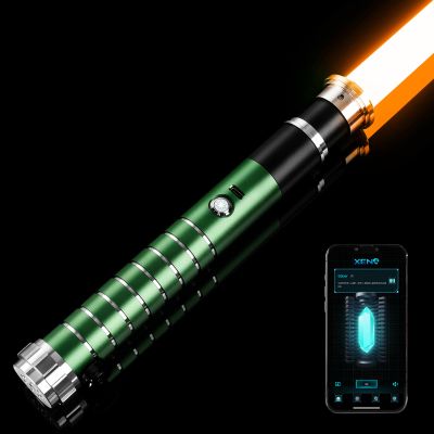 DAMIENSABER Upgrade Xenopixel 3.0 Motion Control Smooth Swing Light Sabers with 34 Sound Fonts Infinite Color and 16 RGB Fast Color Changing, Green Metal Hilt Dueling Light Sabers for Adult