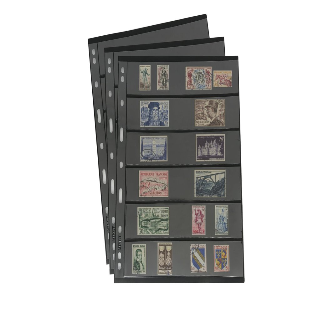 PCCB MINGT 10Pcs Standard 9-Hole Double-Sided Album Inner Sheets Card Stamp Banknote Collection Album Inserts Pages For Coin Collecting And Supplies (Black, 6 Pockets)