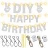 175Pcs DIY Glitter Customizable Banner Kit Happy Birthday Letter Banner Winter Wonderland Banners Snowflake Personalized Banners Decor Baby Shower Birthday Party Decorations Supplies(Glitter Silver) view 2