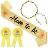 Serencatcher Baby Shower Sash for Mommy Boy, Sun Baby Shower Decorations Include Mommy Daddy to be Pin Yellow Flower Crown for Sunshine Gender Reveals Party Favors Pregnancy Props Souvenir Gifts view 1