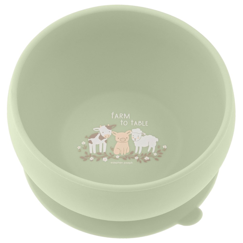 Stephen Joseph, Silicone Baby Bowls, Suction Bowl, Stay Put Suction Bowl, First Stage Self Feeding, Farm