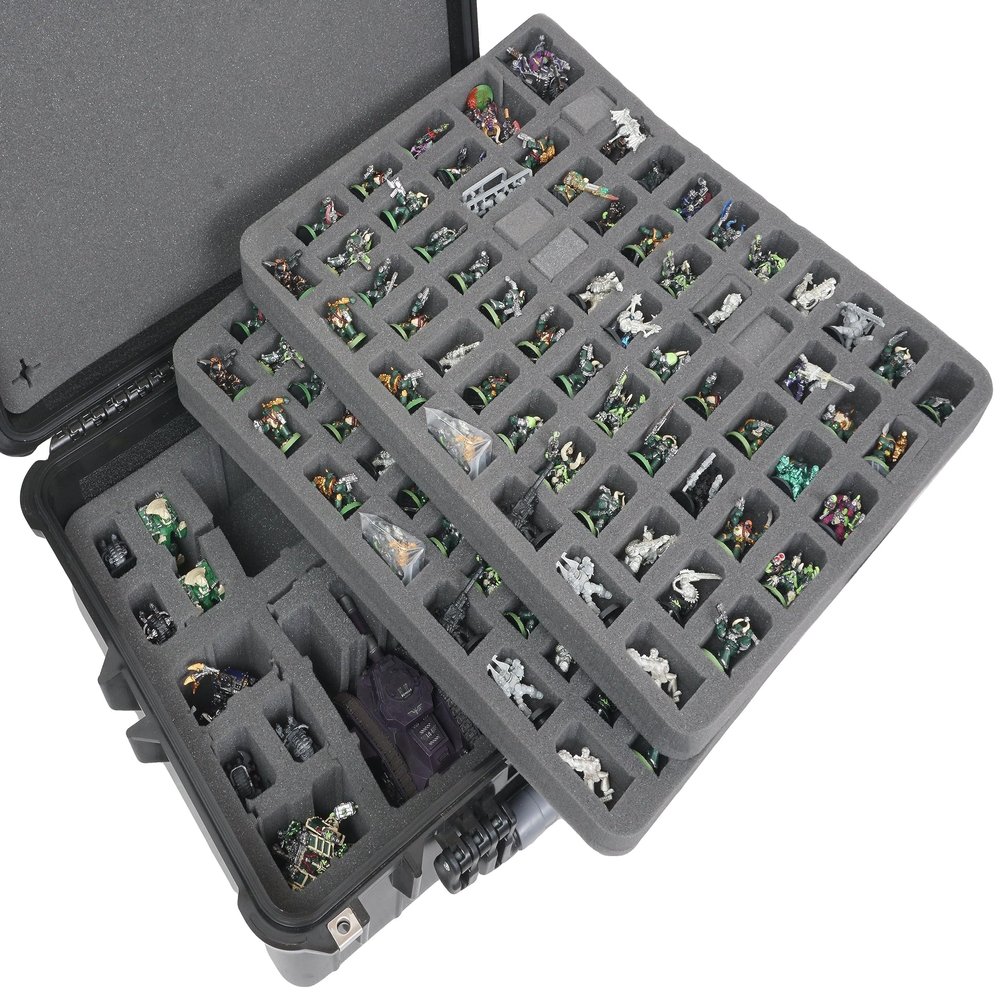 Case Club 184 Miniature Figurine Hard Shell Carrying Case - Fits Warhammer 40k, DND, Battletech, Citadel & More! This Tabletop Army Travel & Storage Case Will Organize Your D&D and Warhammer 40k Set