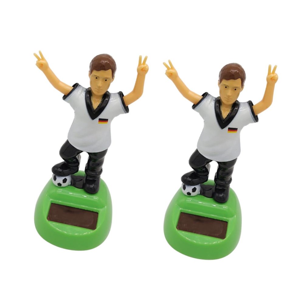 2pcs Solar Dashboard Toys Solar Powered Dashboard Dancing Toys Football Player Car Ornament Solar Bobblehead Figures Botines Car Interior Ornaments Cartoon
