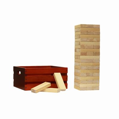 Tailgating Pros Premium Giant Toppling Timbers with Stained Wooden Crate  Jumbo Outdoor Yard Game, Tower Grows to Over 5 Feet! Optional Tipsy Stickers Available!