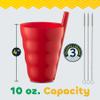 JoyServe Kids Cups - (Set of 6) - 10oz Toddler Cups with Straws for Kids - Stackable BPA-Free Plastic Sip-A-Cup Drink Tumblers for Water, Juice, Milk - Dishwasher Safe, Everyday Use, Neon Colors view 2