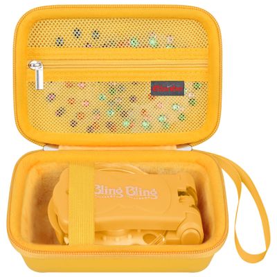Elonbo Carrying Case for Blinger Dazzling Starter Kit, Blinger Kids Glam Collection Starter Kit Storage Bag, Kids Hair Styling Tool Travel Organizer Holder, Pocket fits Gems Rhinestones, Yellow