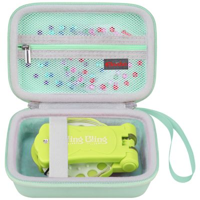 Elonbo Carrying Case for Blinger Dazzling Starter Kit, Blinger Kids Glam Collection Starter Kit Storage Bag, Kids Hair Styling Tool Travel Organizer Holder, Pocket fits Gems Rhinestones, Light green