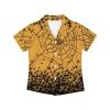 Scary Spider Web Button Down Halloween Shirt for Boys 9-10 Years Old Stretch Soft Loose Fit Orange Hawaiian Shirts Boys Halloween Party Costumes view 1