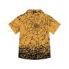 Scary Spider Web Button Down Halloween Shirt for Boys 9-10 Years Old Stretch Soft Loose Fit Orange Hawaiian Shirts Boys Halloween Party Costumes view 3