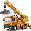 TAKGUD Crane Toy for Boys, 13.5" Large Crane Truck with Lights and Sounds, Open-able Doors, Friction Powered Construction Truck Toys Gift for Kids view 1