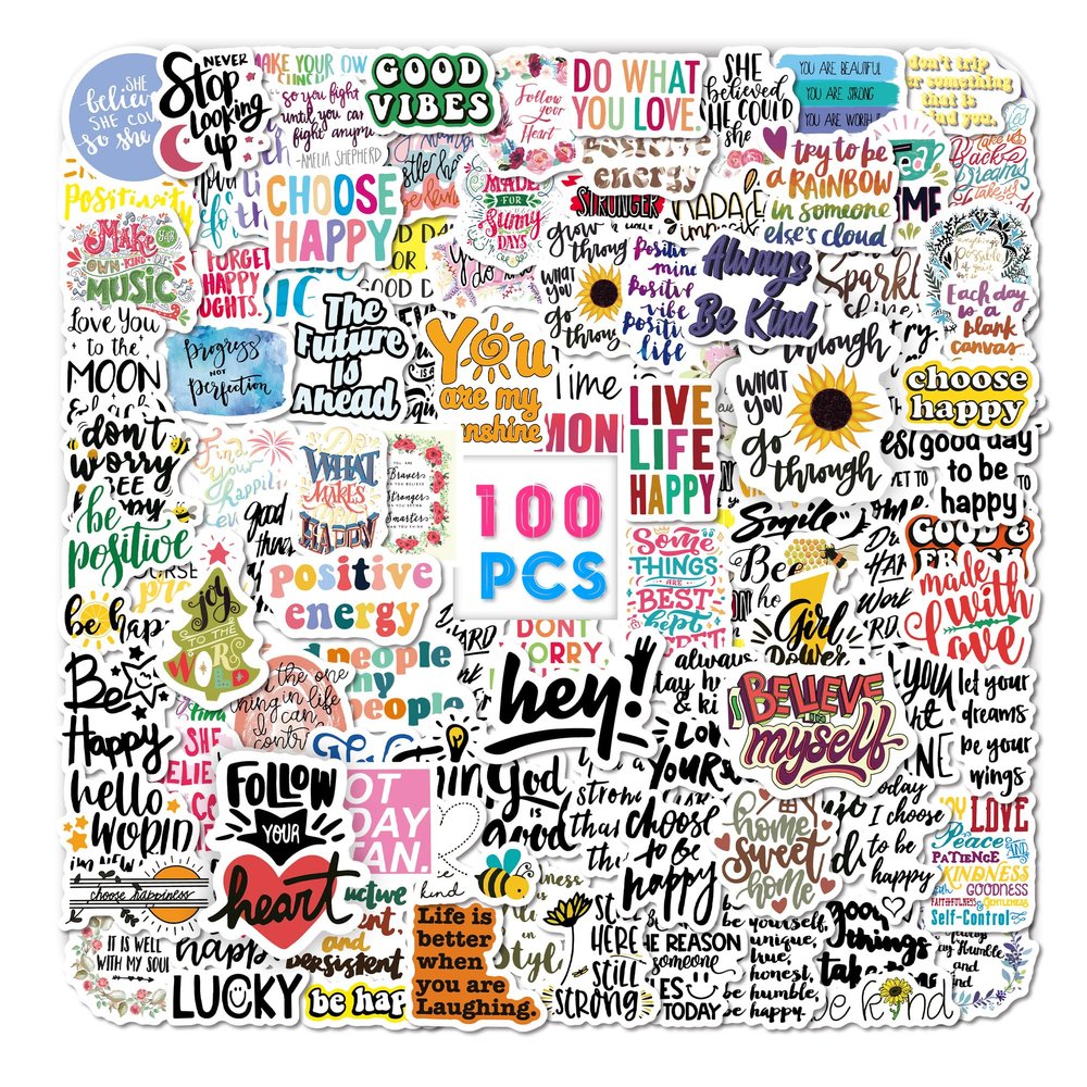 100pcs Inspirational Stickers for Adults, Positive Affirmation Stickers, Motivational Stickers for Water Bottles, Scrapbook, Quote Stickers