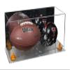 Better Display Cases Acrylic Full Size Football and Mini Helmet Display Case with Mirror Case, Orange Risers and Clear Base 19.25" x 8.25" x 8" (B47/A103) view 1