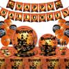 130 Pcs Halloween Party Plates Set, Happy Halloween Party Decorations Supplies, Halloween Castle Bat Pumpkin Ghosts Theme Tableware for Kids Birthday Baby Shower Decor, Serves 16 (Orange and Black) view 1