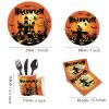 130 Pcs Halloween Party Plates Set, Happy Halloween Party Decorations Supplies, Halloween Castle Bat Pumpkin Ghosts Theme Tableware for Kids Birthday Baby Shower Decor, Serves 16 (Orange and Black) view 2