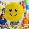 APINATA4U Brick Head Shaped Pinata, Yellow Color Block Face Party Decorations, Emoji Theme Birthday Gift for Kids, Fun Emoticon for Boys, Construction & Building Block Parties Supplies view 2