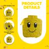APINATA4U Brick Head Shaped Pinata, Yellow Color Block Face Party Decorations, Emoji Theme Birthday Gift for Kids, Fun Emoticon for Boys, Construction & Building Block Parties Supplies view 4
