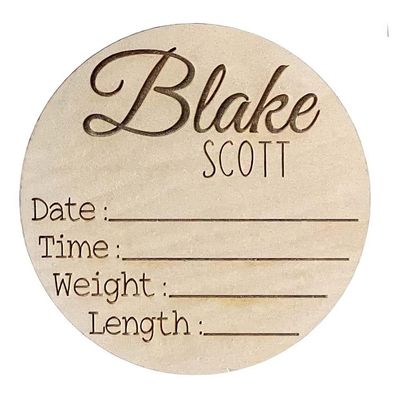 Personalized Baby Announcement Sign for Hospital - Single Sided - Wooden Birth Announcement Sign - Newborn Name Announcement Sign Customized Gender Neutral (Single Sided Name and Blank Stats)