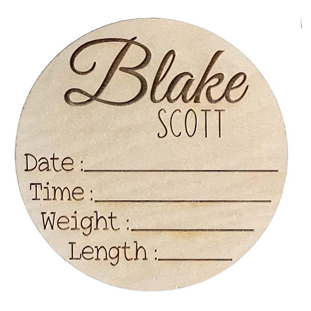 Personalized Baby Announcement Sign for Hospital - Single Sided - Wooden Birth Announcement Sign - Newborn Name Announcement Sign Customized Gender Neutral (Single Sided Name and Blank Stats)