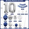 10th Birthday Decorations Navy Blue Silver,10th Balloon Garland with Number 10 Foil balloons,Happy Birthday Banner for Boys Girls 10 Birthday Party Decorations view 2