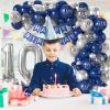 10th Birthday Decorations Navy Blue Silver,10th Balloon Garland with Number 10 Foil balloons,Happy Birthday Banner for Boys Girls 10 Birthday Party Decorations view 3