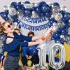 10th Birthday Decorations Navy Blue Silver,10th Balloon Garland with Number 10 Foil balloons,Happy Birthday Banner for Boys Girls 10 Birthday Party Decorations view 4