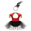 ACSUSS Kids Girls Ringmaster Circus Costume Sleeveless Tutu Dress with Headband for Halloween Party Red 14 Years view 2
