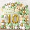10th Birthday Decorations Sage Green,10th Balloon Garland with Number 10 Foil balloons,Happy Birthday Banner for Boys Girls 10 Birthday Party Decorations view 1