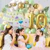 10th Birthday Decorations Sage Green,10th Balloon Garland with Number 10 Foil balloons,Happy Birthday Banner for Boys Girls 10 Birthday Party Decorations view 3
