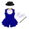 Eandarui Kids Girls Ringmaster Circus Costume Leotard Tutu Dress Jumpsuit with Hat Magic Wand Gloves Royal Blue 16 Years view 2