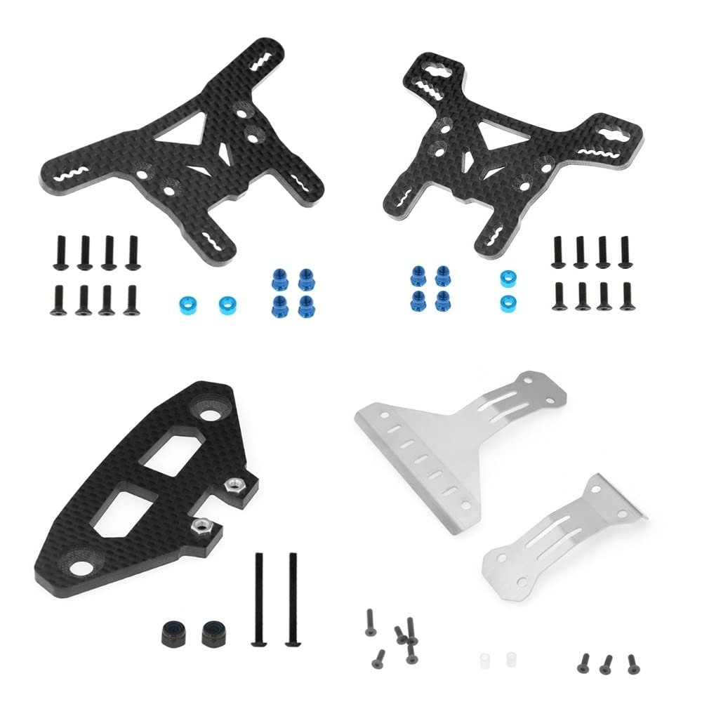 BrewJa Carbon Fiber Bumper Plate Shock Tower Chassis Armor Protector for Tamiya XV02 XV-02 Pro 58707 1/10 RC Car Upgrades Parts