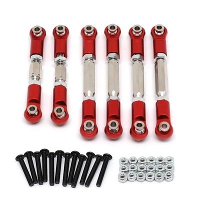 BrewJa Metal Adjustable Tie Rods Turnbuckles Toe Links Linkage Set for 1/10 Arrma Senton Granite 4X4 MEGA 550 Upgrade Parts (Color : Red)