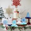 12PCS Winter Wonderland Party Decorations 3D Honeycomb Snowflake Centerpieces for Tables Blue White Christmas Party Supplies for Kids Birthday Xmas Holiday Party Prop Supply view 3
