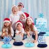 12PCS Winter Wonderland Party Decorations 3D Honeycomb Snowflake Centerpieces for Tables Blue White Christmas Party Supplies for Kids Birthday Xmas Holiday Party Prop Supply view 4