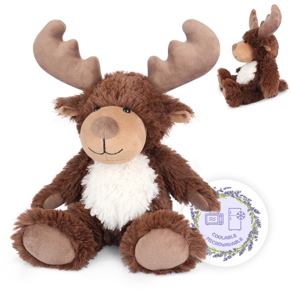 SuzziPals Heatable & Coolable Moose Stuffed Animal, Plushies Microwavable Heating Pad for Soothing & Relaxation, Lavender Scent Stuffed Plush Toys for Stress Relief, Christmas Stuffed Animals Gifts