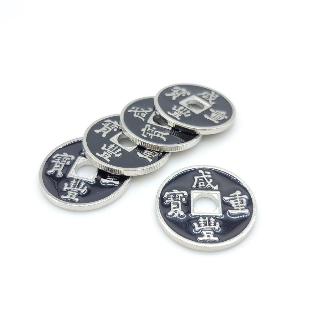 AIMOFAMAG 5 Pcs Chinese Coin Half Dollar Size,China Ancient Coin Magic Trick for Collecting or Practise(Black)