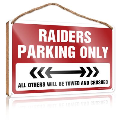 Funny Porch Decor Raiders Parking Only Wooden Sign Rustic Wood Sign Outside Decor (Size : 23X35CM)