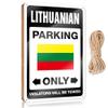 Funny Porch Decor Lithuanian Parking Only Wooden Sign Rustic Wood Sign Outside Decor (Size : 15X28CM) view 1