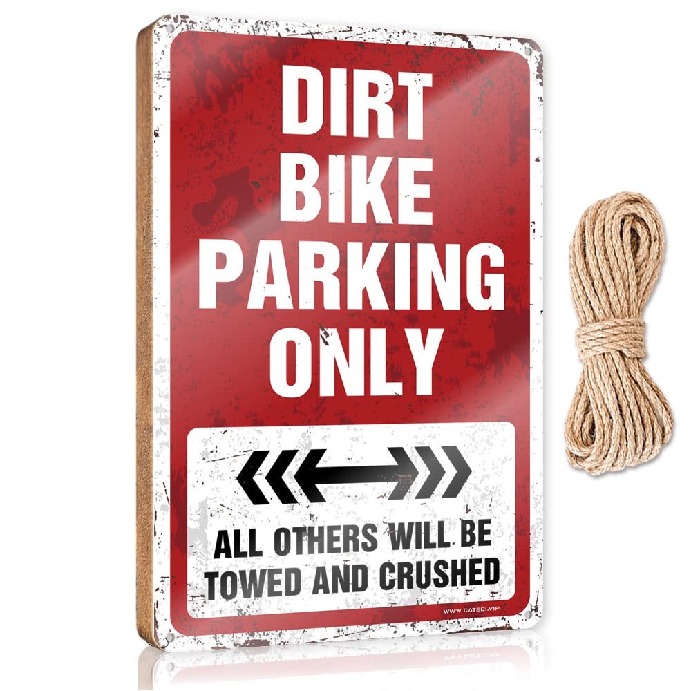 Funny Porch Decor Dirt Bike Parking Only Wooden Sign Rustic Wood Sign Outside Decor (Size : 20X30CM)