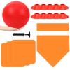 Hiboom 16 Pcs Sports Kickball Set Includes 10 Inches Playground Ball 5 Rubber Throw Down Bases Ball Pump 10 Foul Line Cones for Kids Adults Playground School Backyard Game Camps Picnic (Orange) view 1
